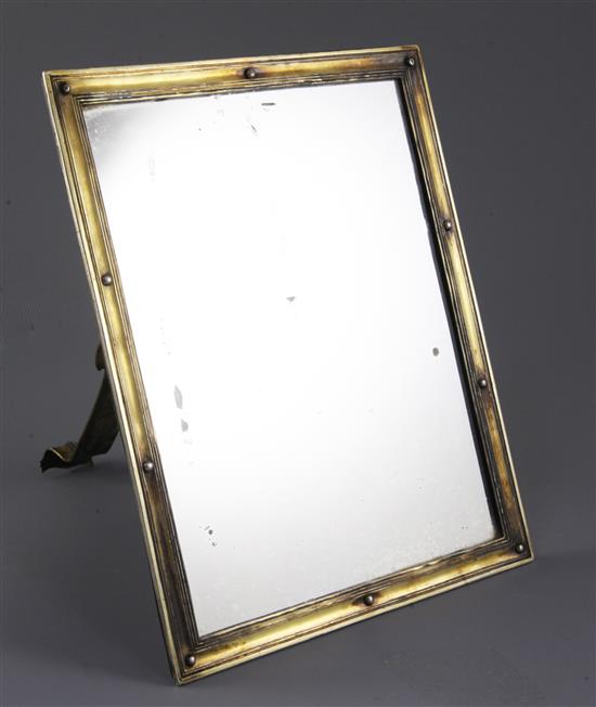 A late 19th/early 20th century continental silver gilt easel mirror, 26.2cm.